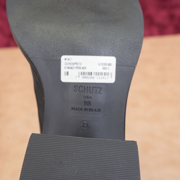 Schutz Women Wyatt Black Leather Western Cowboy Mid Calf Boots sz 9 - Picture 7 of 8